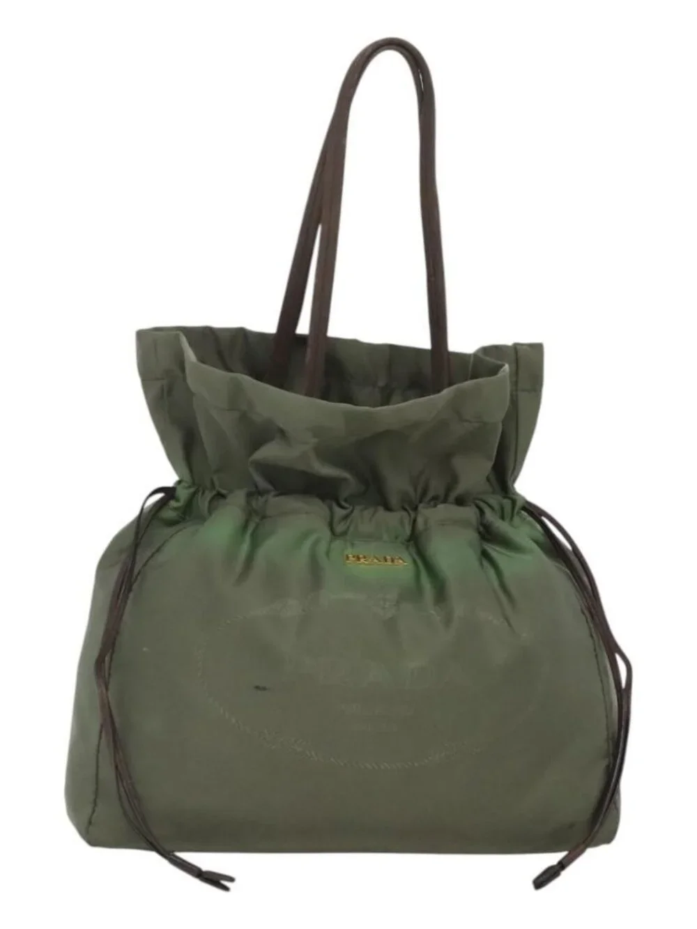 PRADA Shoulder Bag Nylon Khaki Auth bs23949
